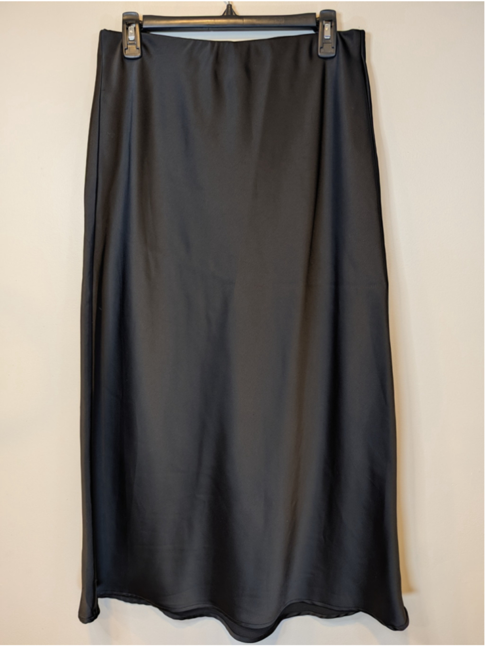 Rachel Zoe Black Silky Satin Fluid Slip Skirt Minimalist Midi Length Womens Size
